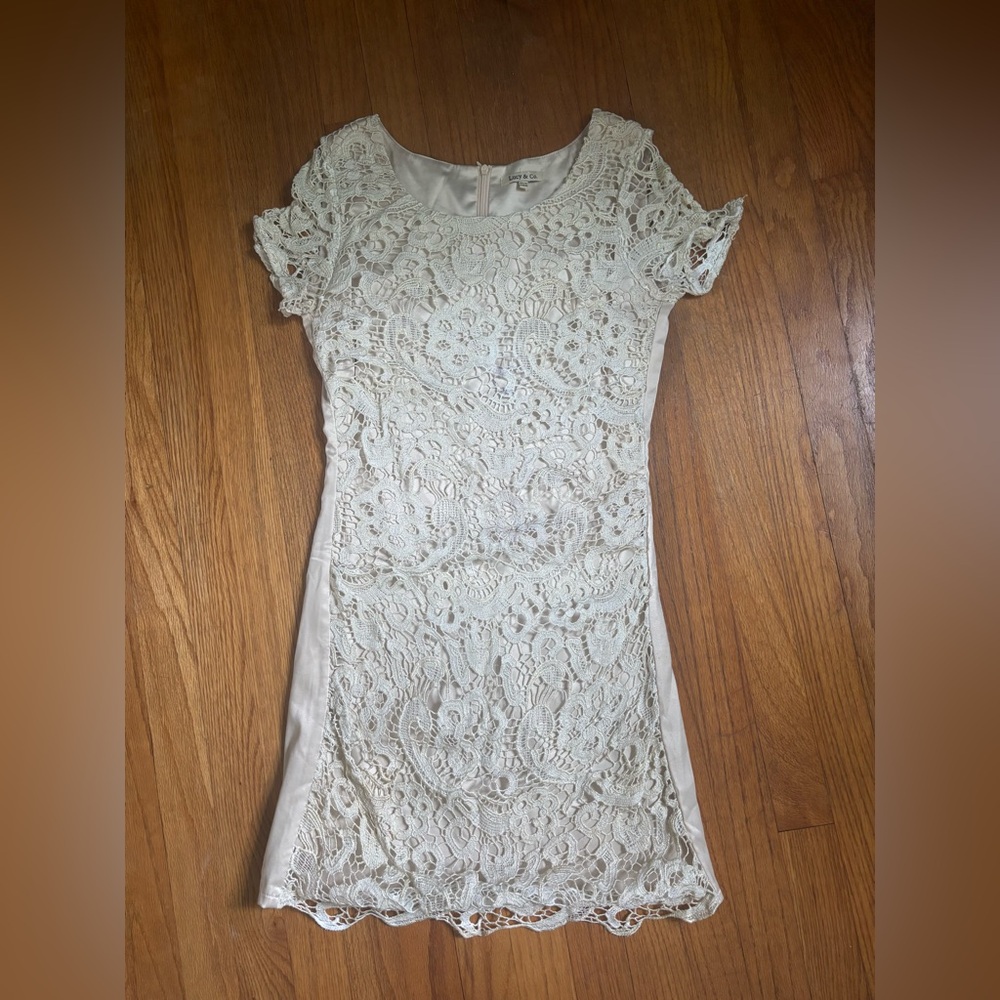 Elegant Cream Lace Mini Dress